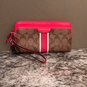 Hot Pink and Signature Coach Wristlet